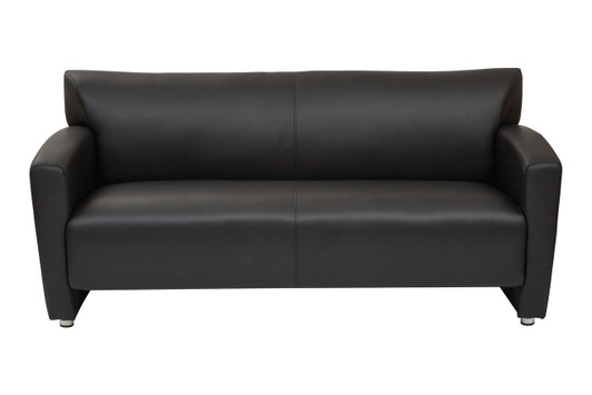Black Faux Leather Sofa with Silver Finish Legs