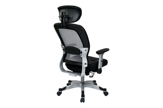 Professional Light AirGrid Back and Bonded Leather Seat Chair with Headrest