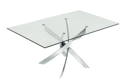 Modrest Pyrite Modern Rectangular Glass Dining Table