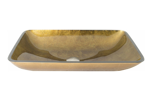 Rectangular Glass Vessel Bathroom Sink - Copper
