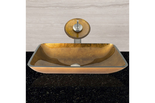 Rectangular Glass Vessel Bathroom Sink - Copper lifestyle