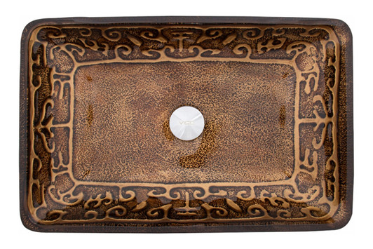 Rectangular Glass Vessel Bathroom Sink - Golden Greek