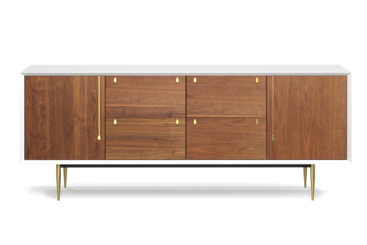 2 Door 4 Drawer 4A Credenza|walnut_front___hook_handles___siena_legs