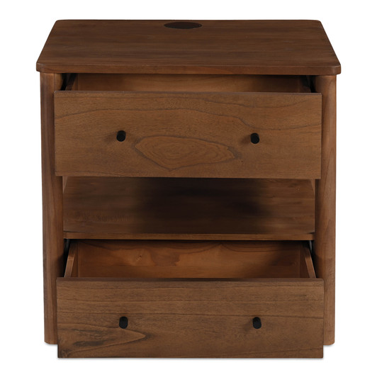Lottie Charging Nightstand Brown|brown