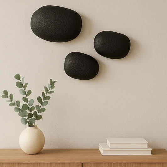 Breton Cast Aluminum Wall Sculpture Black (Set of 3)|black lifestyle