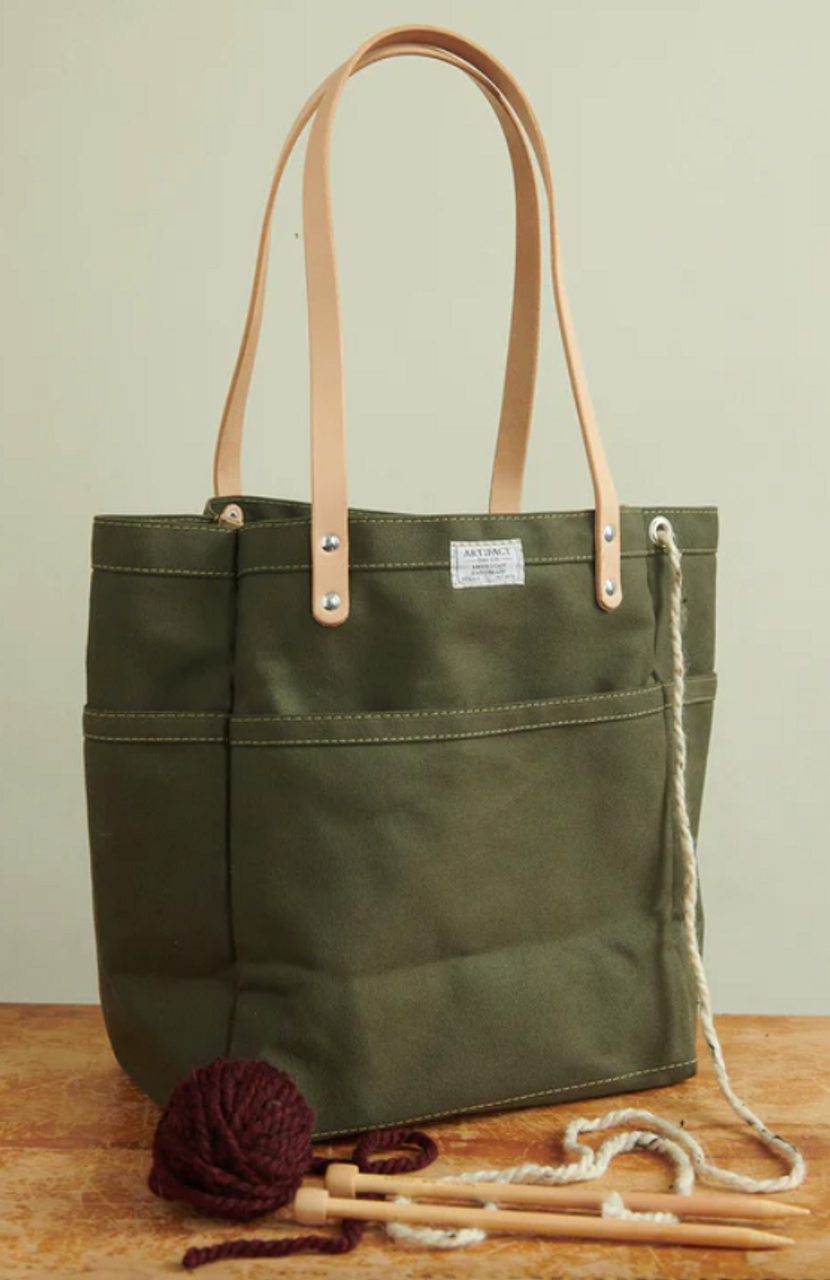 Small Organic Cotton Knitting Project Tote Bag