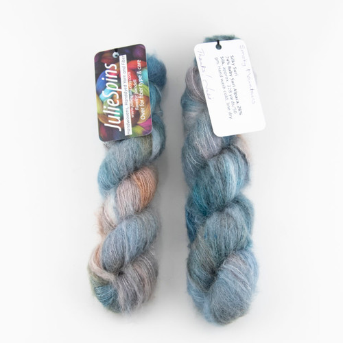 Julie Spins, Silky Suri // Color Smoky Mountains - Suri & Silk blend of Laceweight yarn at The Loopy Ewe