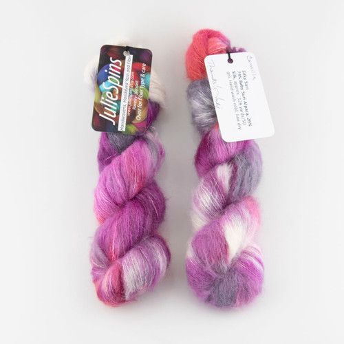 Julie Spins, Silky Suri // Color Camilla - Suri and Silk Blend of Lace weight yarn at The Loopy Ewe