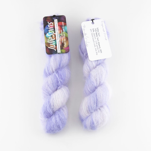 Julie Spins, Silky Suri // Color Sugared Violet - Suri and Silk Blend of Lace weight yarn at The Loopy Ewe