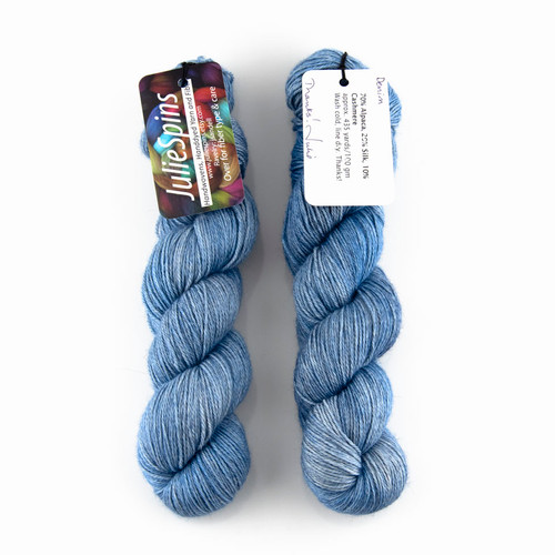 JulieSpins, Alpaca Silk Cashmere // Denim at The Loopy Ewe