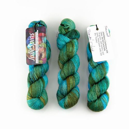 JulieSpins, Cashmere Silk Lace // Seaweed at The Loopy Ewe