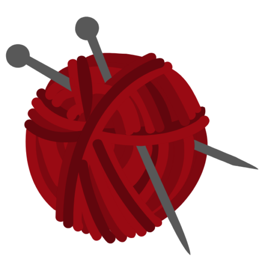 red yarn ball with knitting needles