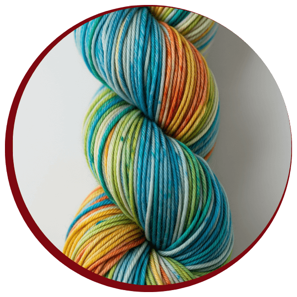 hand-dyed hank of DK yarn
