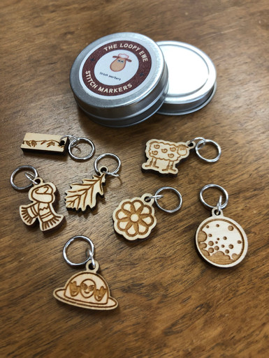 Wood Stitch Markers set of 32 - Crazy for Ewe