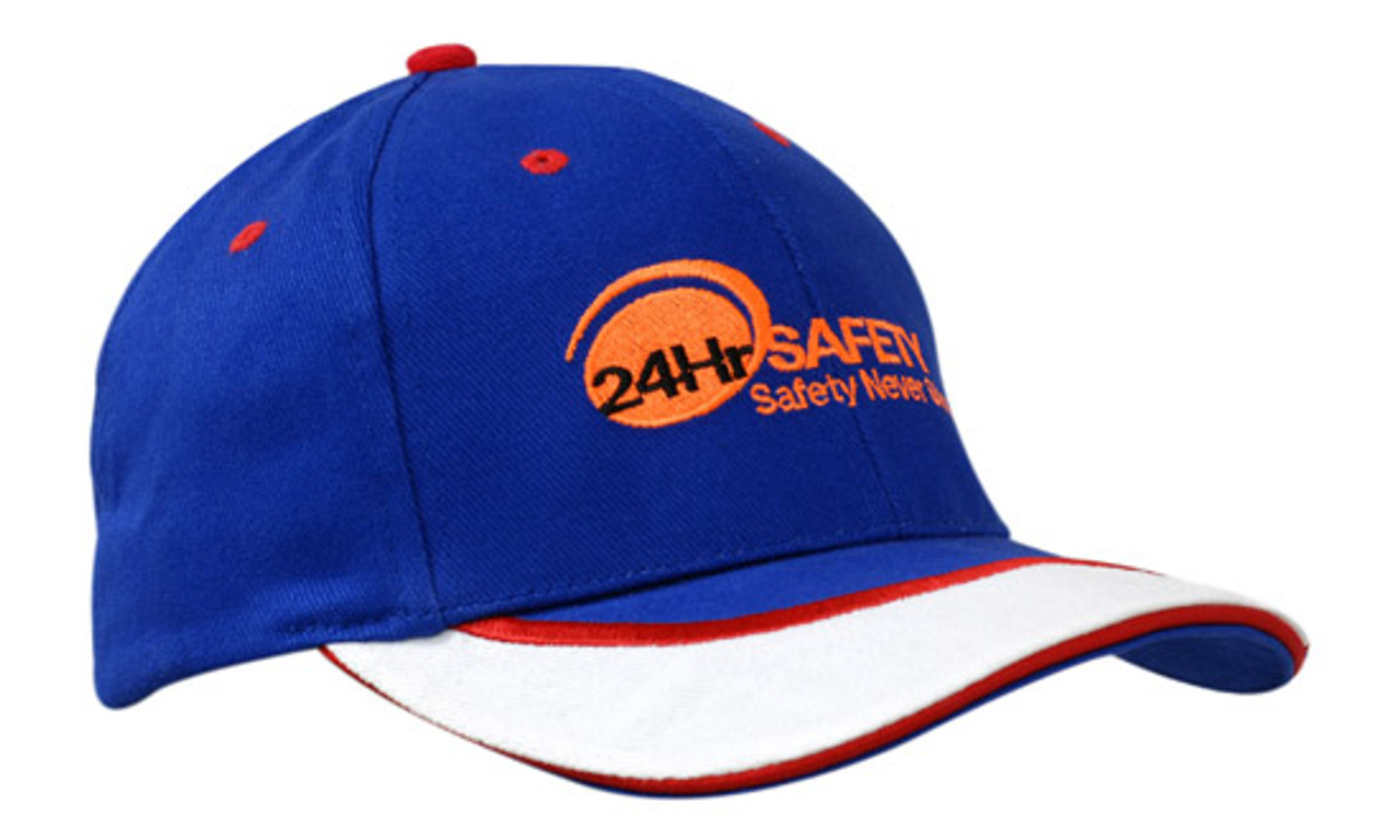 Brushed Heavy Cotton with Sandwich Trim & Peak Indent/Embroidery