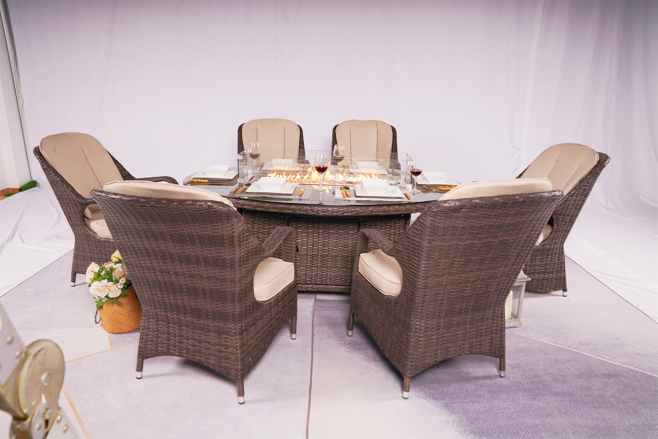 rattan 6 seater oval dining set