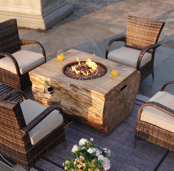 Patio Wood color gas fire pit table