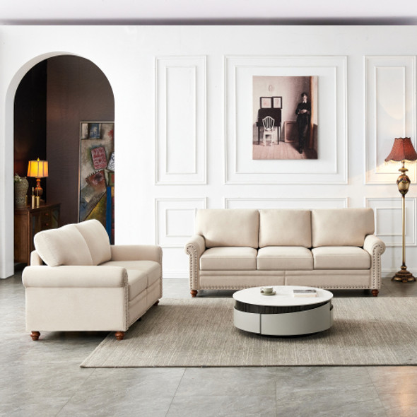 Abrihome Grey U-STYLE Upholstery Sleeper Sectional Sofa with