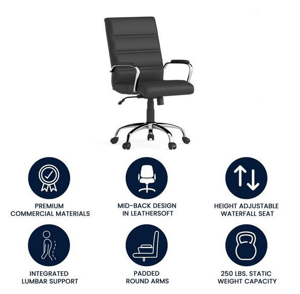 Modern Executive Mid-Back Desk Chair with Arms