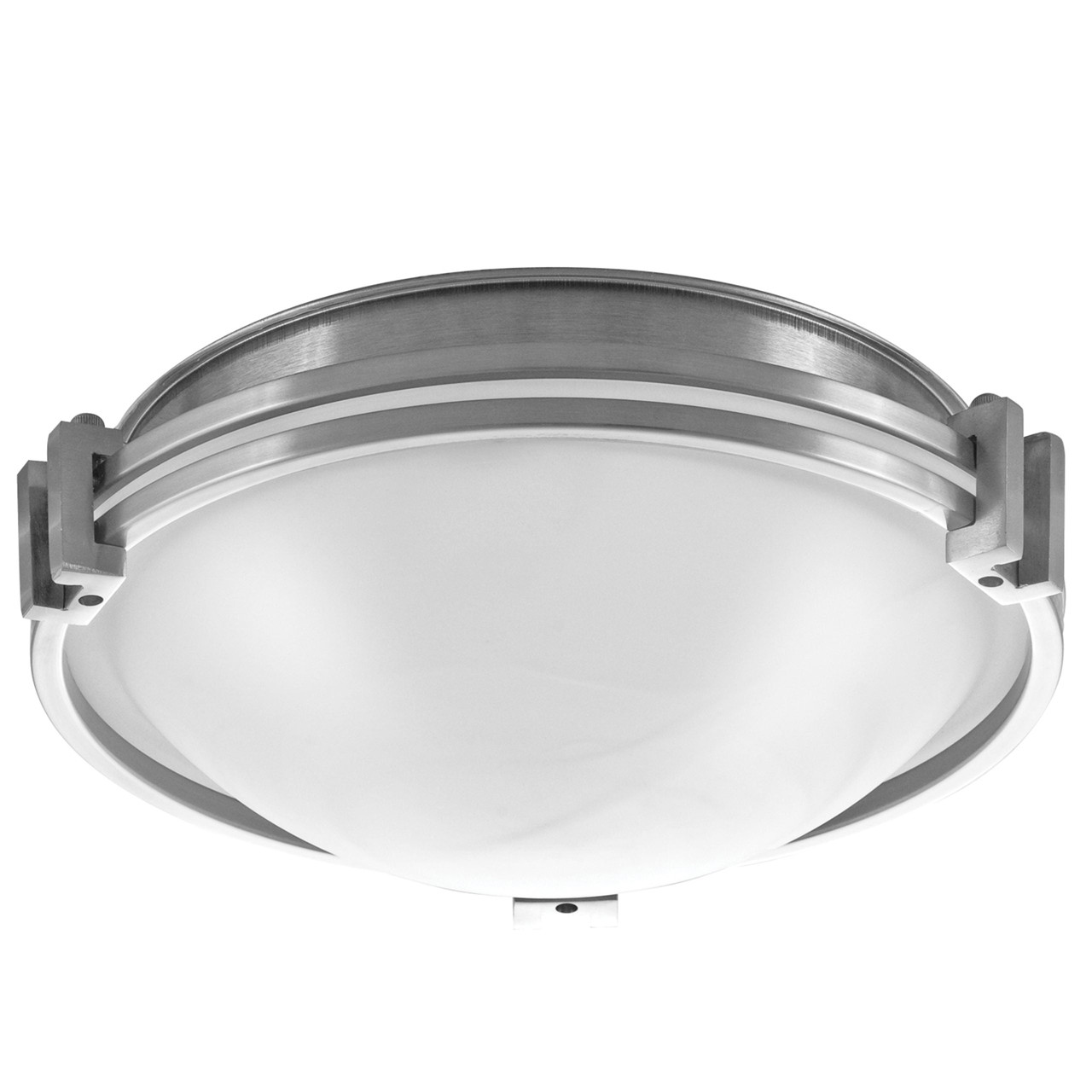 12"W Brushed Nickel Ceiling Light with Frosted Glass Shade