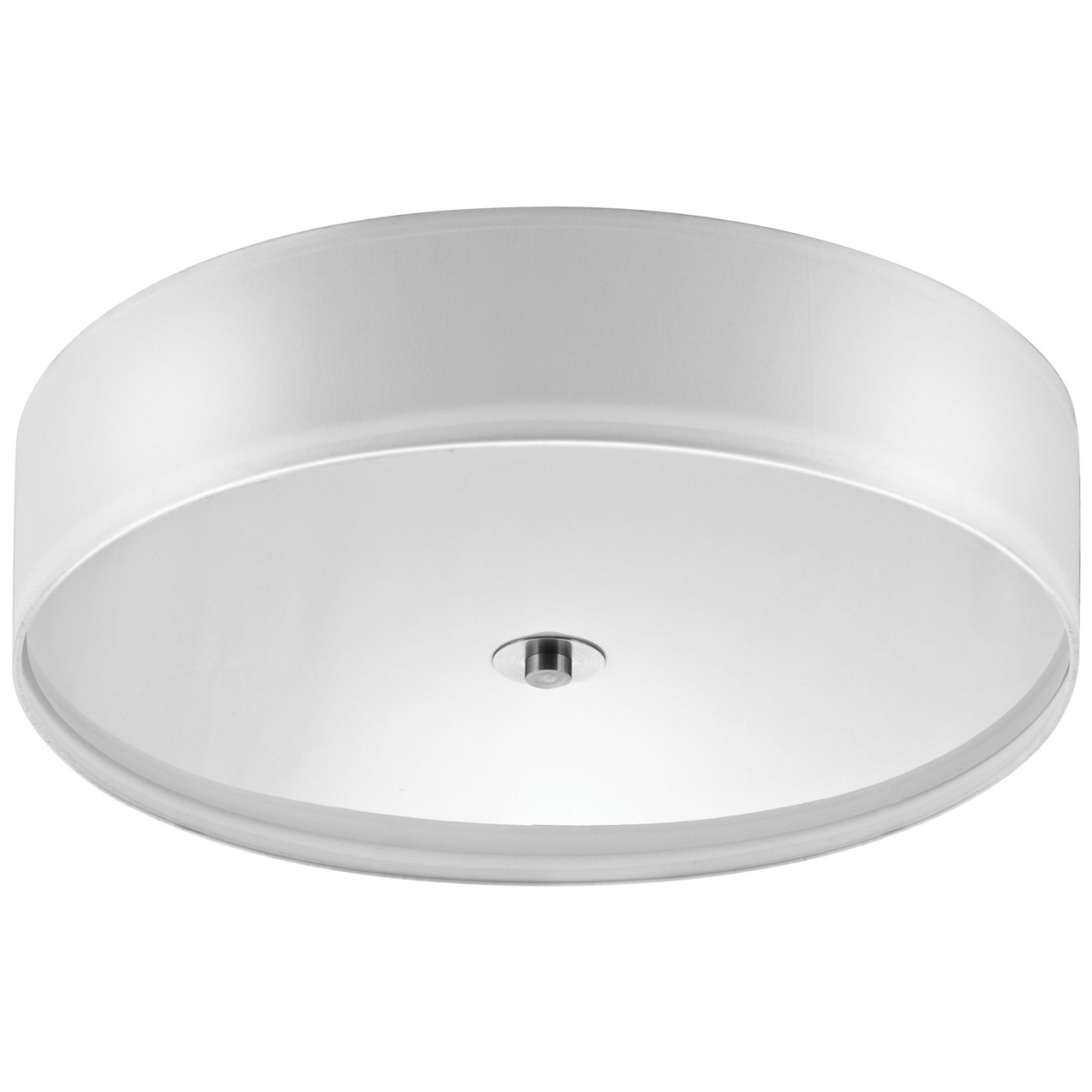 22"W Brushed Nickel Ceiling Light with White Linen Shade and Frosted Diffuser