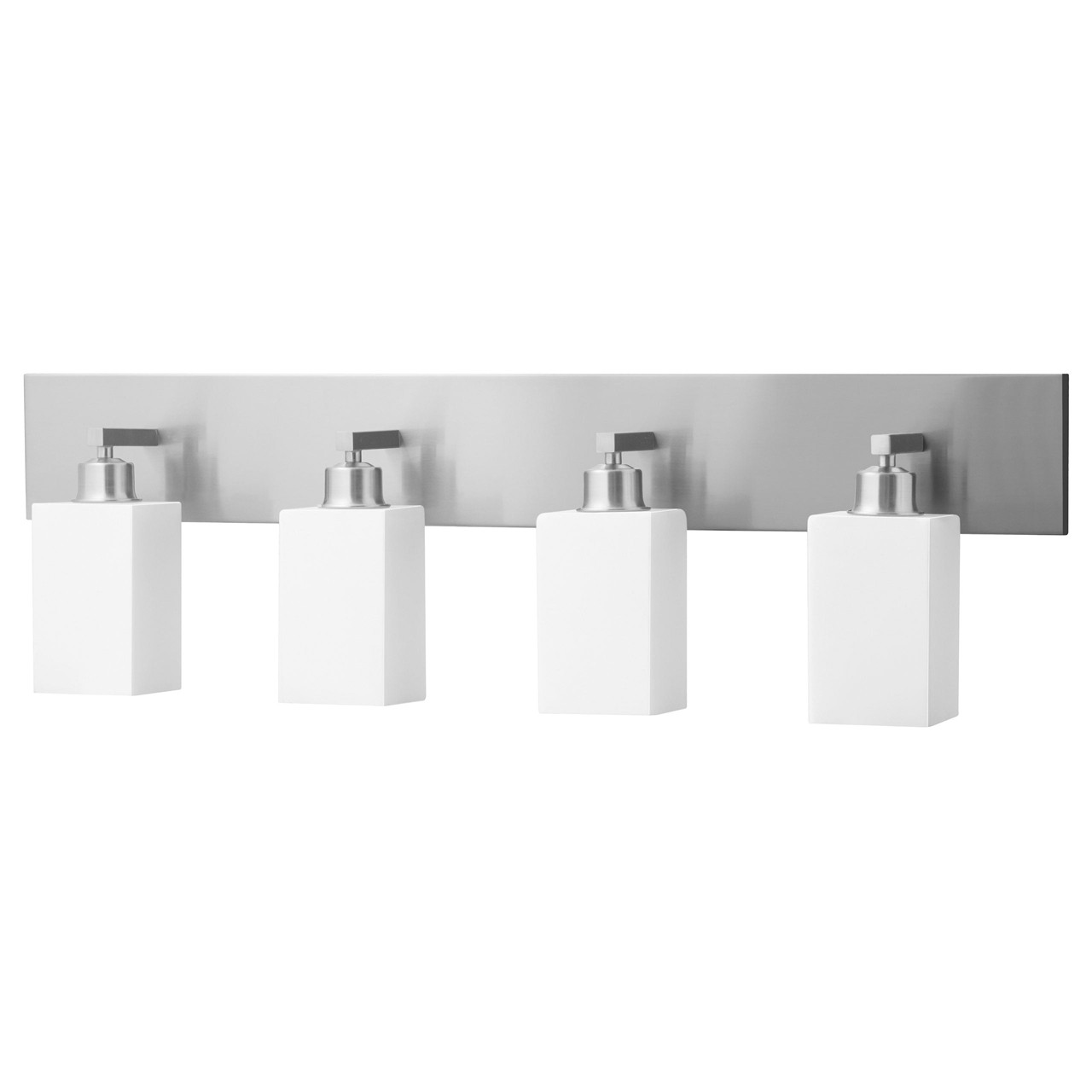 37"W Brushed Nickel Vanity Light with Frosted Acrylic Shades