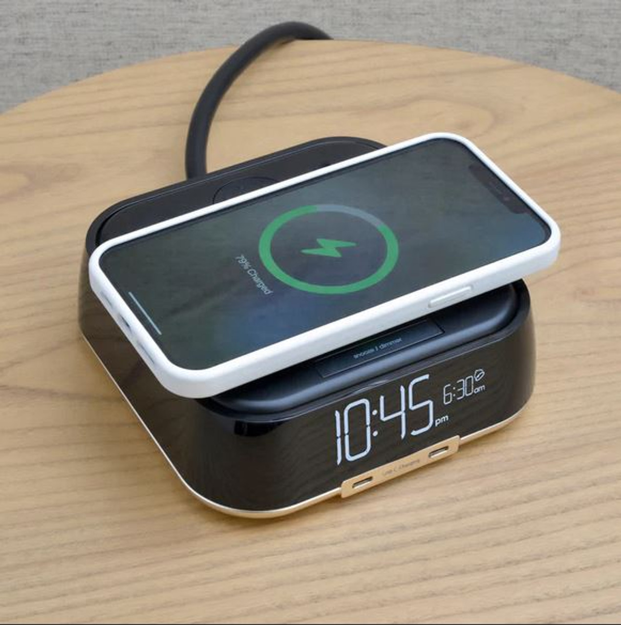 CubieDuo Wireless Charging Hotel Alarm Clock with USB Ports