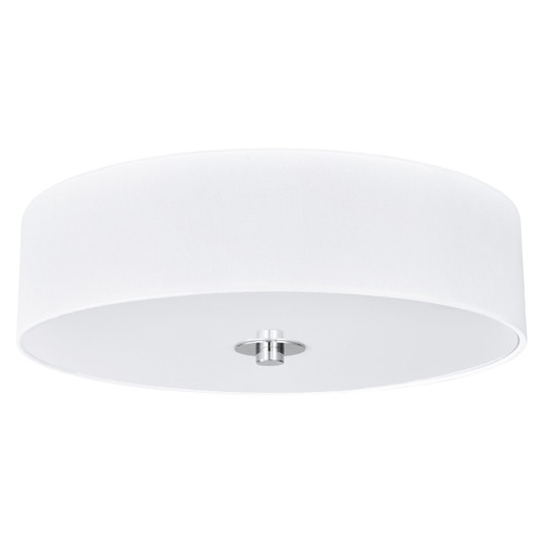 14"W Polished Chrome Ceiling Light with White Linen Shade and Frosted Diffuser