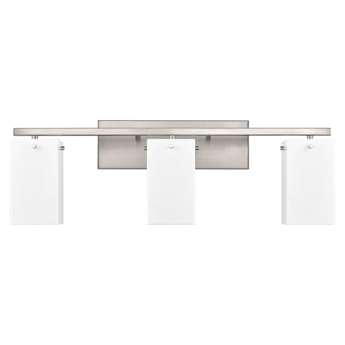 29"W Brushed Nickel Vanity Light with Frosted Acrylic Shades
