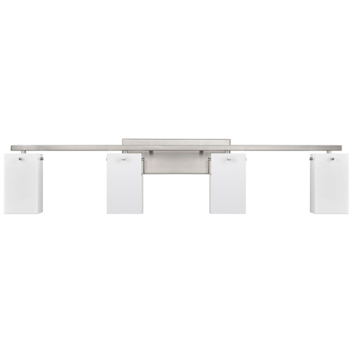 40"W Brushed Nickel Vanity Light with Frosted Acrylic Shades