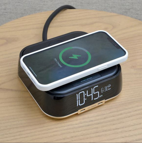 CubieDuo Wireless Charging Hotel Alarm Clock with USB Ports