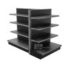 Silver Vein Gondola End Cap with Black Peg Board Backing Silver Vein Gondola End Cap with Black Peg Board Backing
