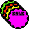 Sale Round Fluorescent Burst Neon Retail Sign Cards, 100 Pack