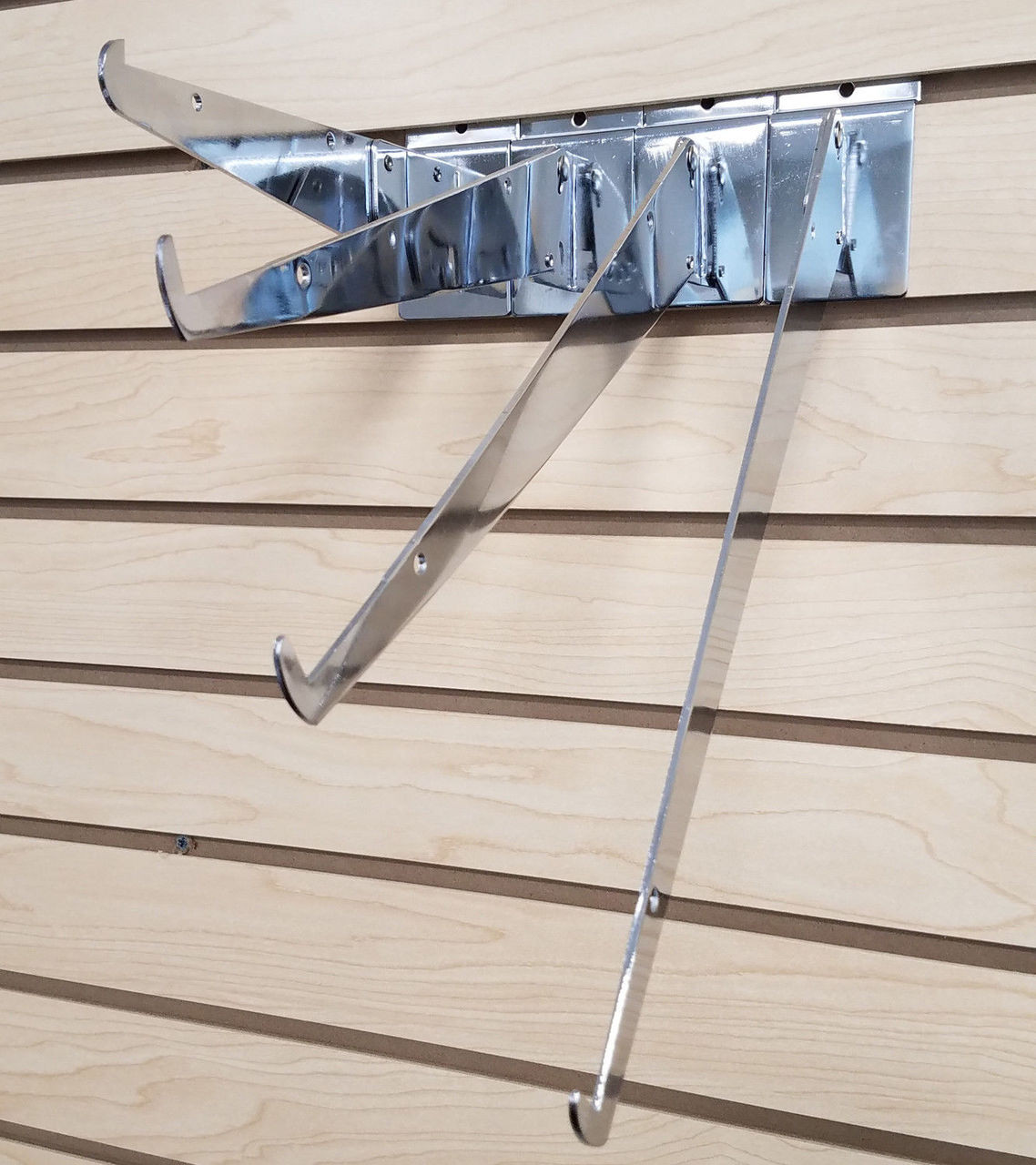 Slatwall Adjustable Angle Shelf Brackets Chrome Store Fixtures Direct