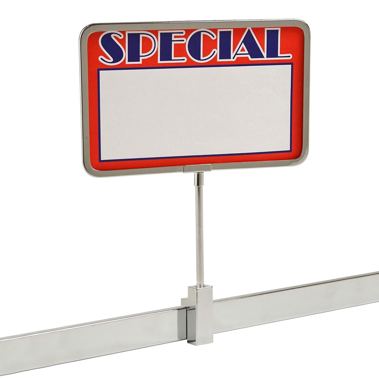 Chrome Frame Rectangular Rack Magnetic Sign Holder, 7