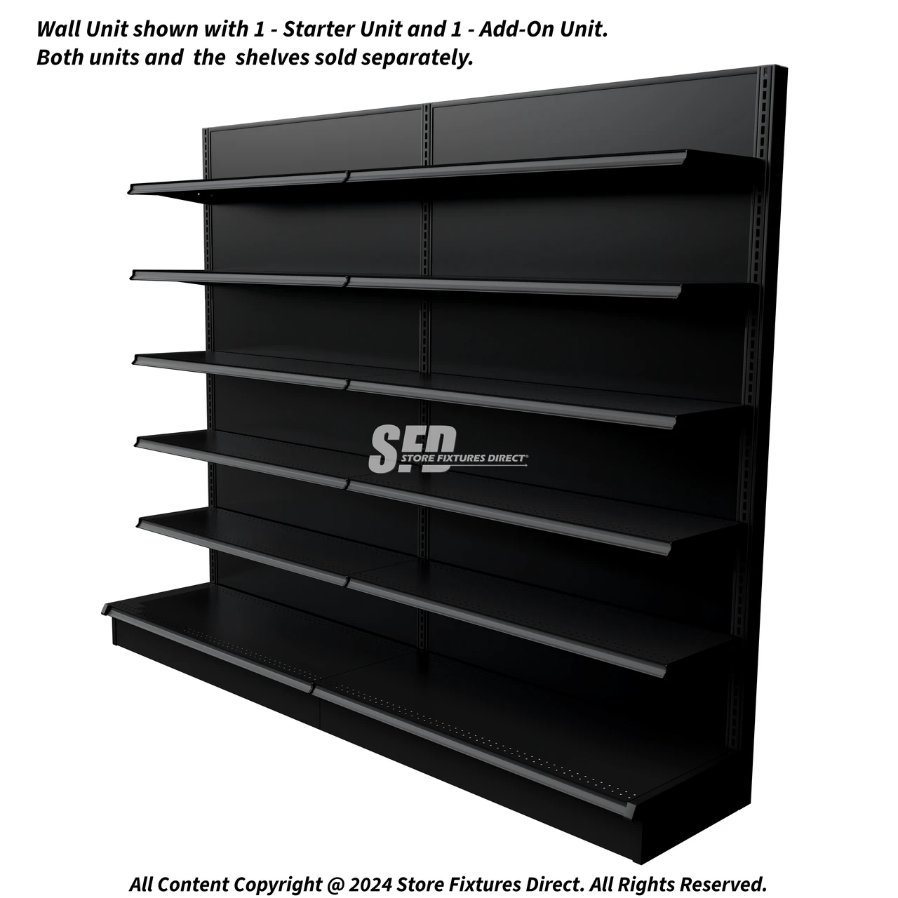 Slayer Racks Black Gondola Shelving Wall Add-On Units