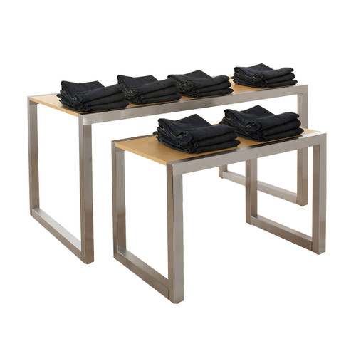 Large & Small Satin Chrome Nesting Table Set