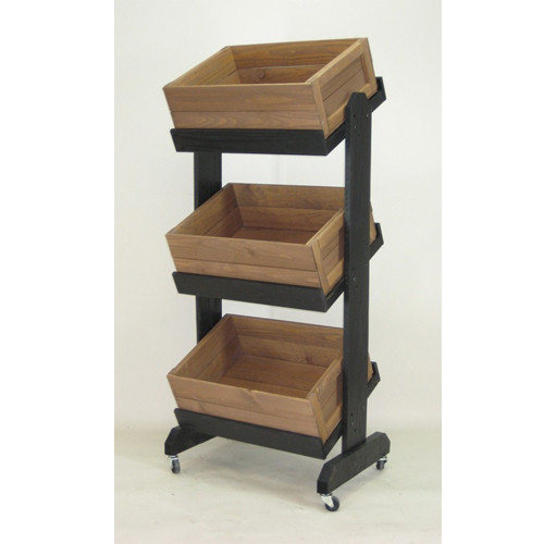 Wood 3 Tier Bin Display Store Fixtures Direct
