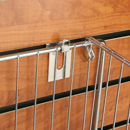 Slatwall Open End Basket Holding Notch Hook, Chrome