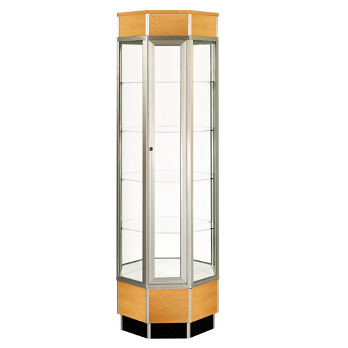 Black Aluminum Glass Tower Display Case Store Fixtures Direct