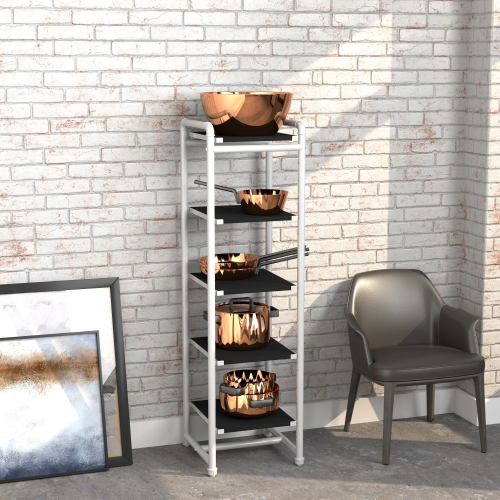 White Pipeline Vertical Etagere Display