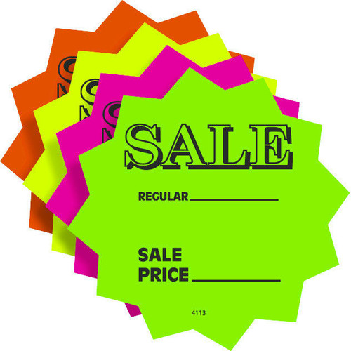 7 x 5.5 Inches Sale Paper Signs Price Burst Signs Assorted Display Tags for Retail Store 60 Pieces Starburst Sign Cards 
