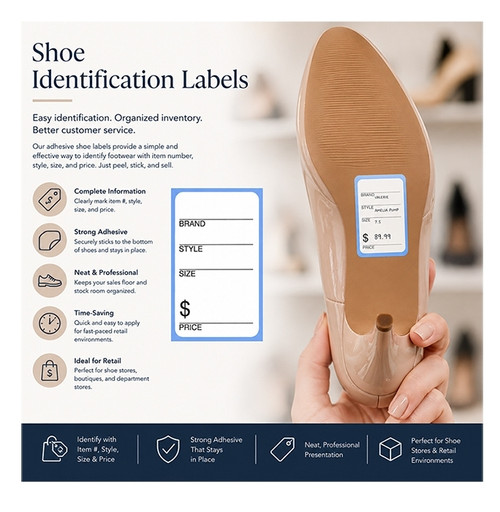 Self Adhesive Brand, Style, Size & Price Shoe Store Labels