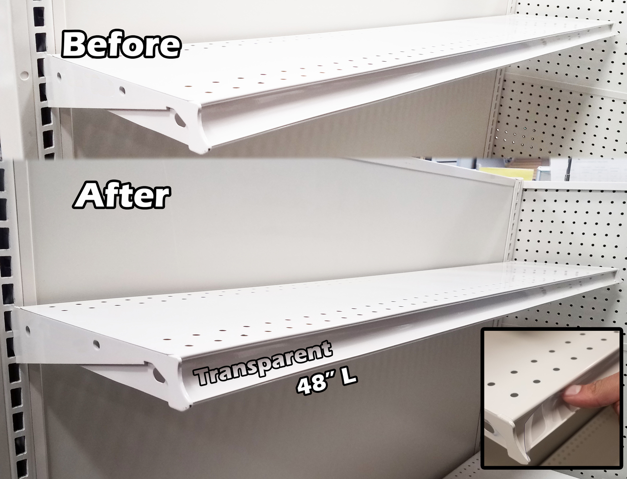 Clear x 1.25 in Transparent//Clear Gondola Shelving Vinyl Insert for Ticket Channel 130 FT