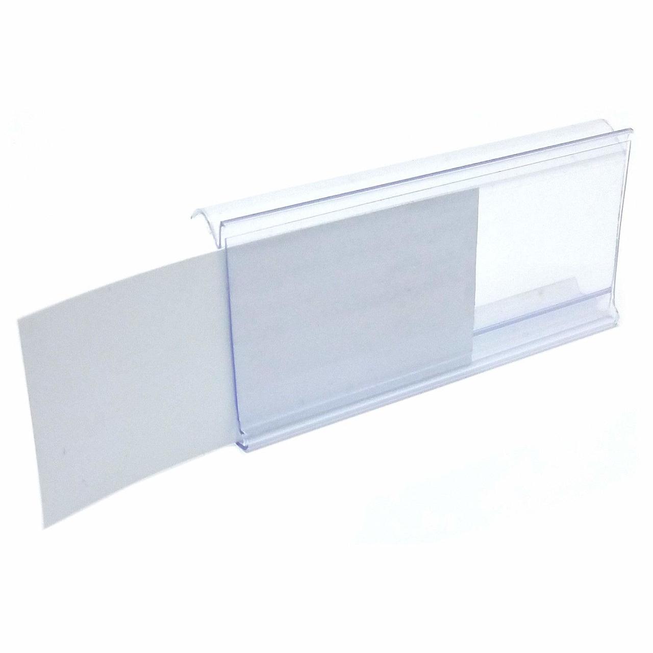 Metro Nexel Clear Plastic Clip On Ticket Holder With Sleeve Wire Shelf Label Holder 3 X 1 25 100 Pack