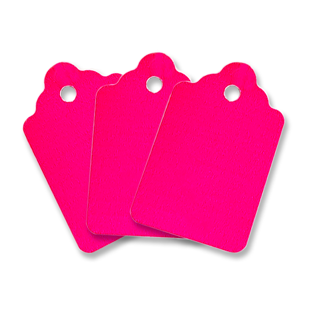 Blank Unstrung Merchandise Price Tags, Fluorescent Pink