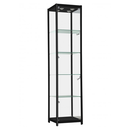 Black Aluminum Glass Tower Display Case