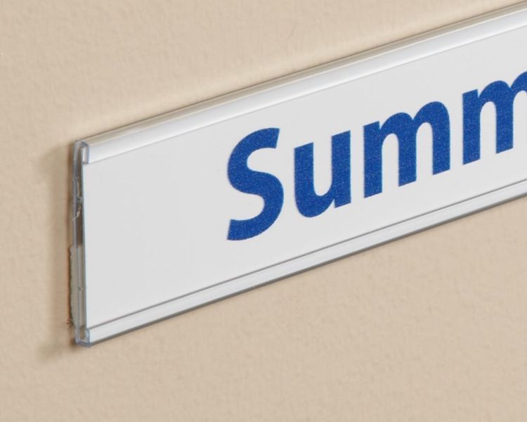 Stick on C Channel Insert Strip, 48" L Adhesive Shelf UPC Label Holder