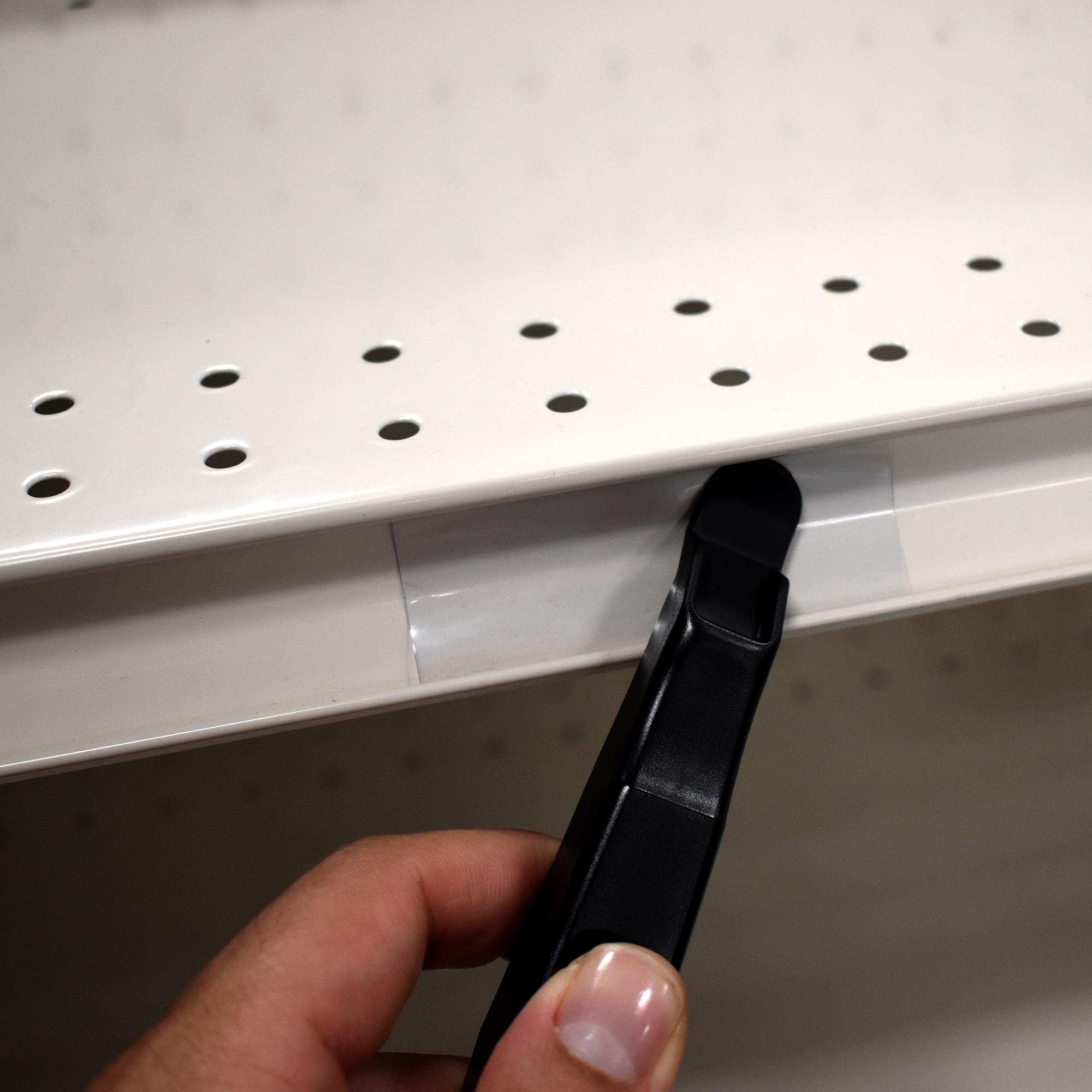 Label Strip & Fastener Tool for Gondola Shelf Ticket Channel