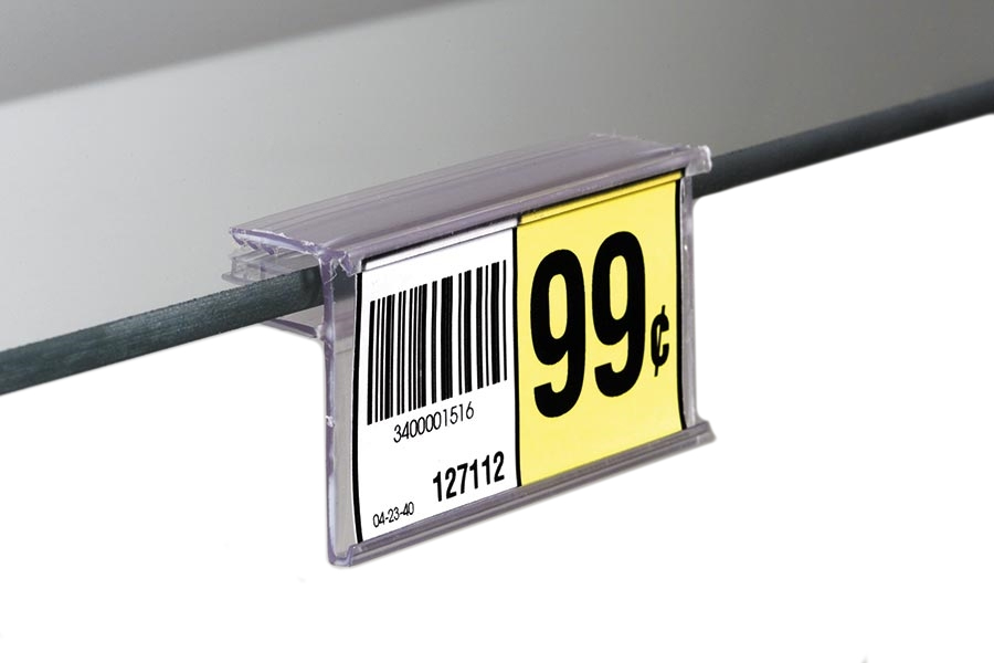 Glass Shelf UPC Ticket Label Holder for Glass 3/16" to 1/4" Thick Store Fixtures Direct